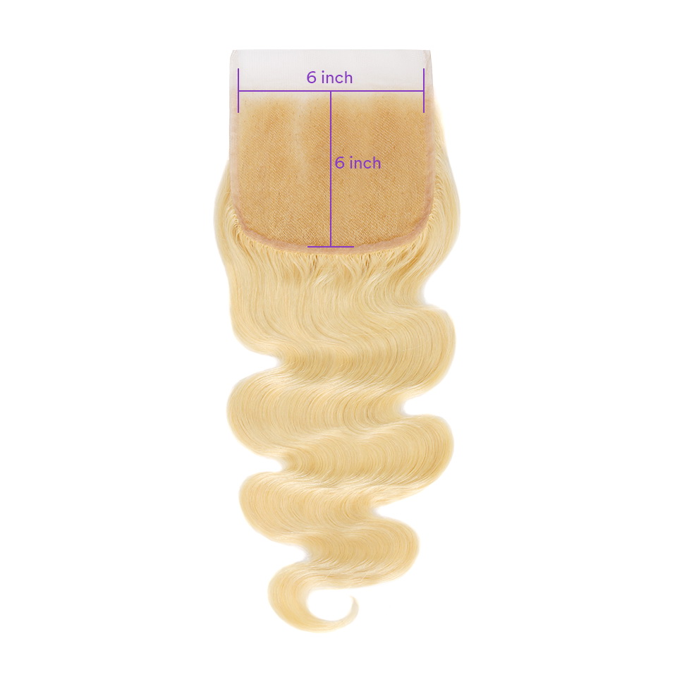 613 Blonde Body Wave 4X4 5X5 6X6 7X7 Transparent Lace Closure Virgin Hair